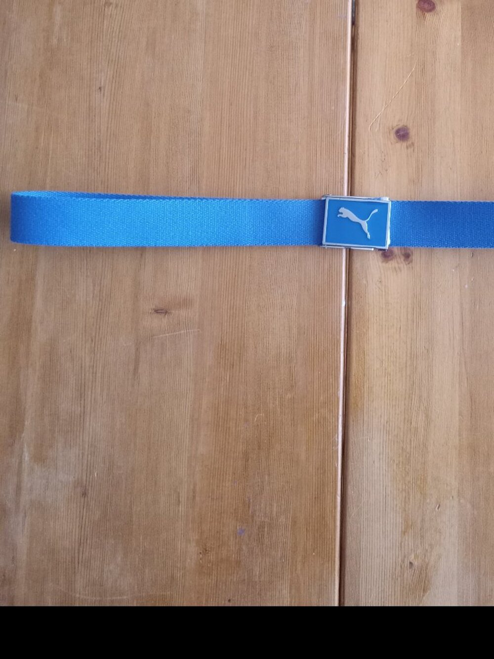 Women's vintage blue Puma adjustable cloth belt ~36"-37